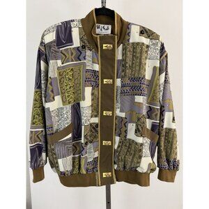 Talk Of The Town Atlantic City Vintage Mixed Media Print Track Jacket Sz L